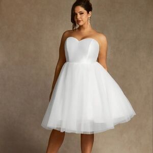Azazie White Strapless A-line Dress for Weddings